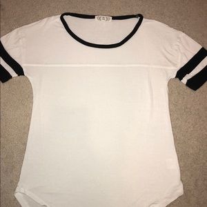 White lightweight T-shirt with black stripe
